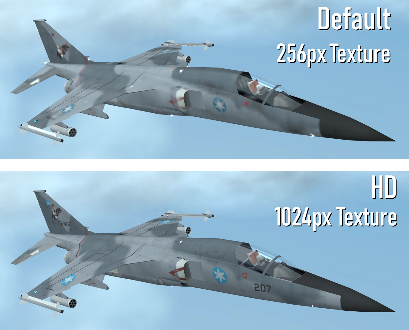 Ace Combat X HD F-1 texture comparison