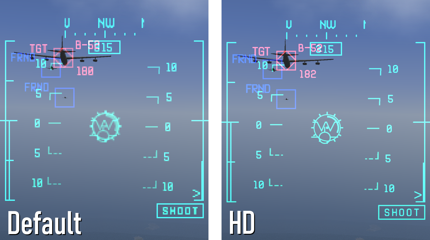 Ace Combat X HD HUD texture comparison